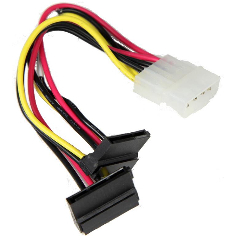 Supermicro 4-pin to 2x SATA power extension cable, 15cm long with right-angle connectors.