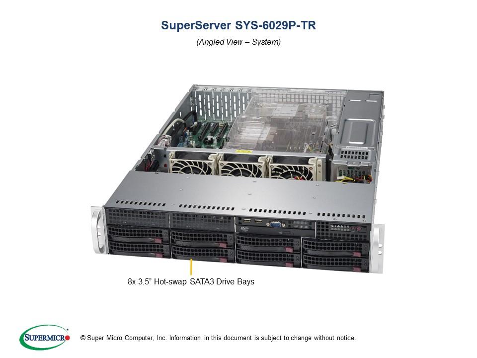 SUPERMICRO SuperServer 6029P-TR, a 2U rackmount server featuring dual socket LGA3647, designed for cloud computing and virtualization applications.