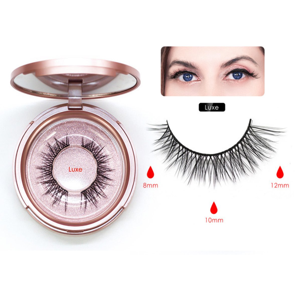 Sweet Eyes Magnetic Eyeliner and Eyelashes Kit featuring two pairs of reusable eyelashes, magnetic eyeliner, and a tweezer for easy application.