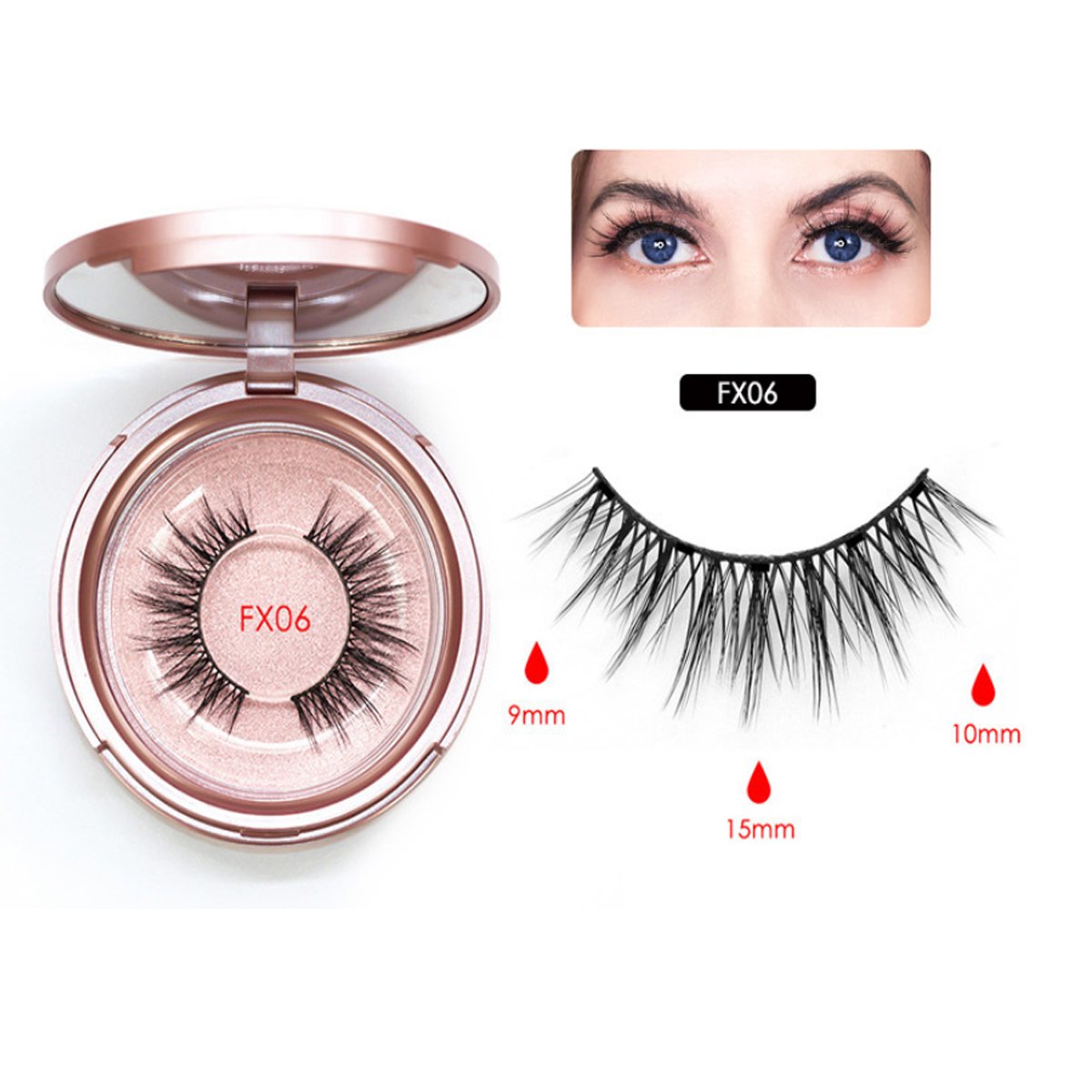 Sweet Eyes Magnetic Eyeliner and Eyelashes Kit featuring two pairs of reusable eyelashes, magnetic eyeliner, and a tweezer for easy application.