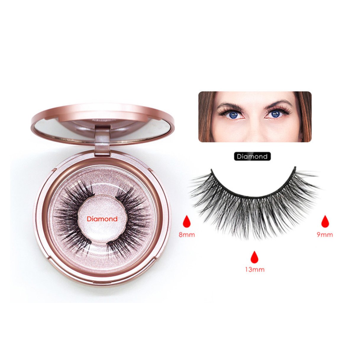 Sweet Eyes Magnetic Eyeliner and Eyelashes Kit featuring two pairs of reusable eyelashes, magnetic eyeliner, and a tweezer for easy application.