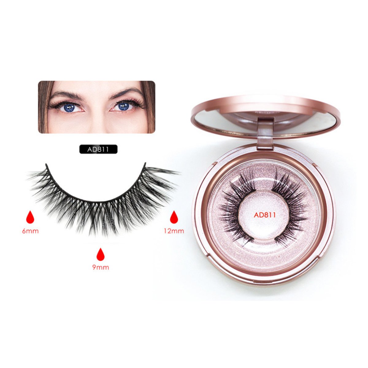 Sweet Eyes Magnetic Eyeliner and Eyelashes Kit featuring two pairs of reusable eyelashes, magnetic eyeliner, and a tweezer for easy application.