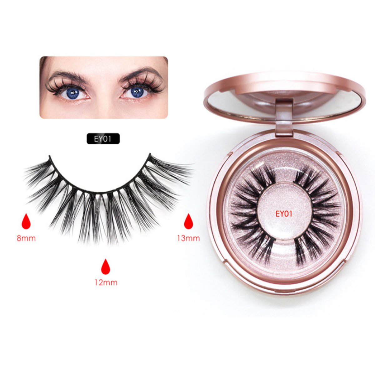 Sweet Eyes Magnetic Eyeliner and Eyelashes Kit featuring two pairs of reusable eyelashes, magnetic eyeliner, and a tweezer for easy application.