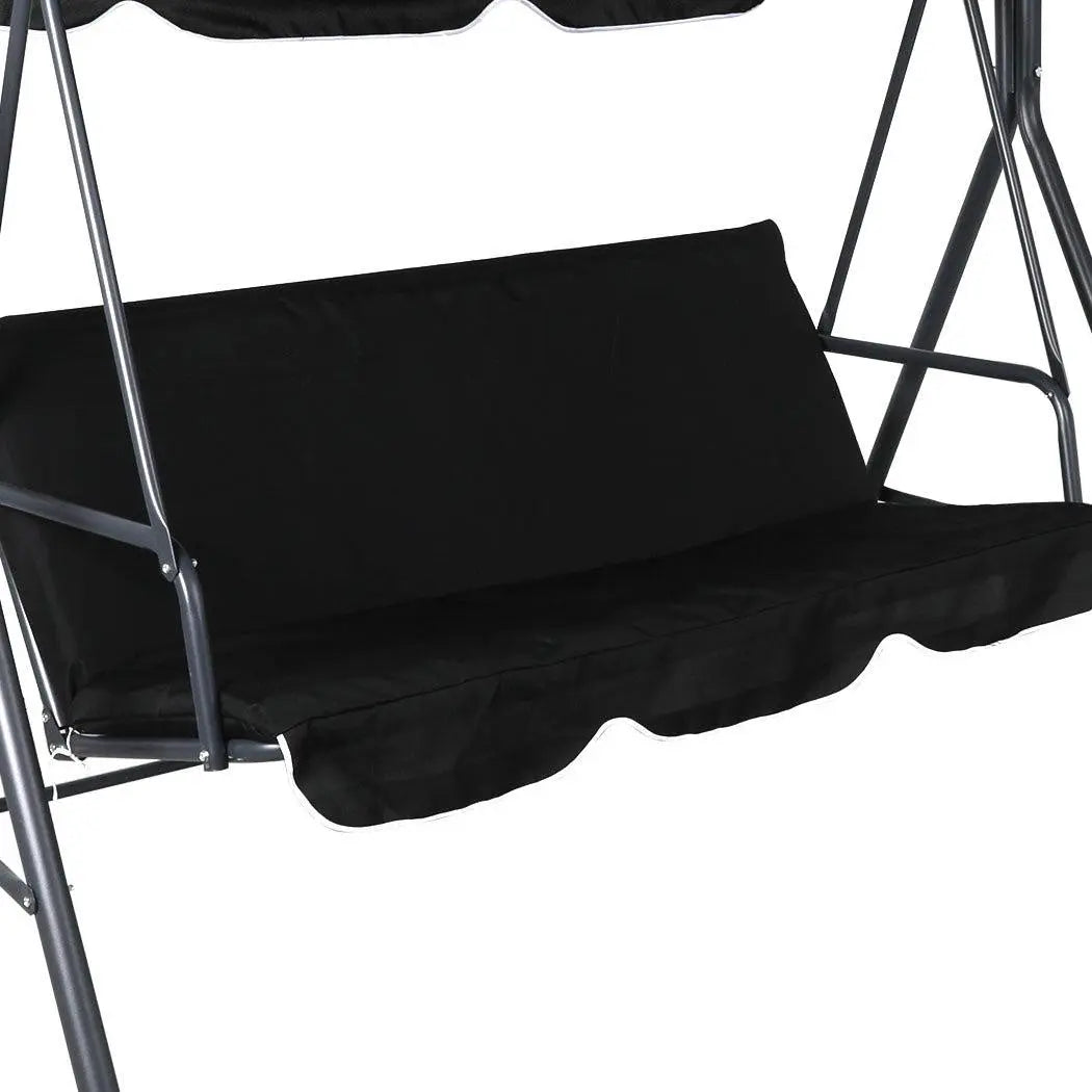 A stylish 3-seater swing chair hammock with a removable canopy, designed for outdoor comfort and relaxation.