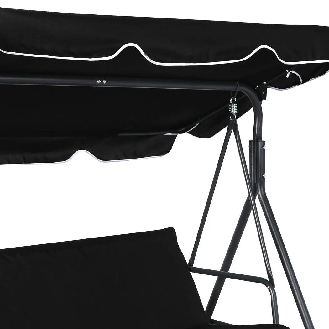 A stylish 3-seater swing chair hammock with a removable canopy, designed for outdoor comfort and relaxation.