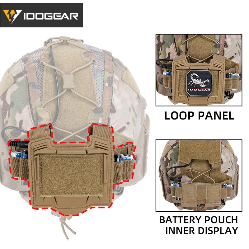 Tactical helmet cover designed for Maritime helmets, featuring an NVG battery pouch, in Multicam and Multicam Black colors.