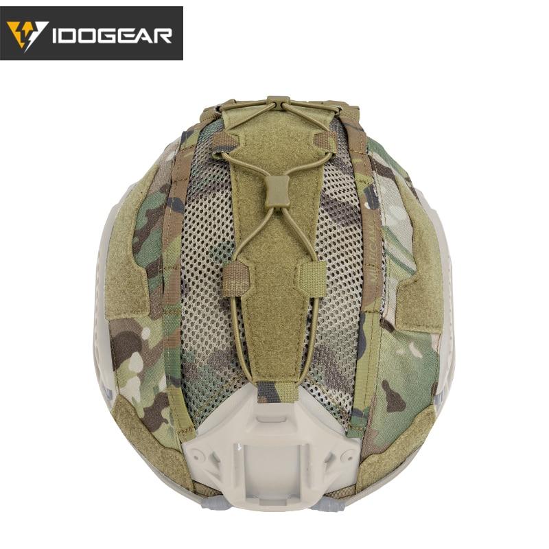 Tactical helmet cover designed for Maritime helmets, featuring an NVG battery pouch, in Multicam and Multicam Black colors.