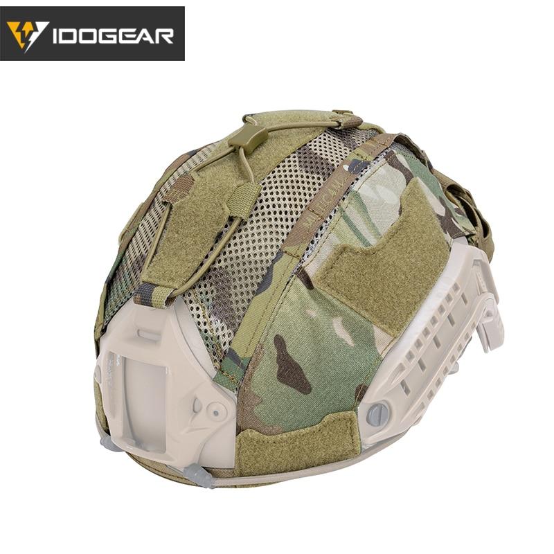 Tactical helmet cover designed for Maritime helmets, featuring an NVG battery pouch, in Multicam and Multicam Black colors.