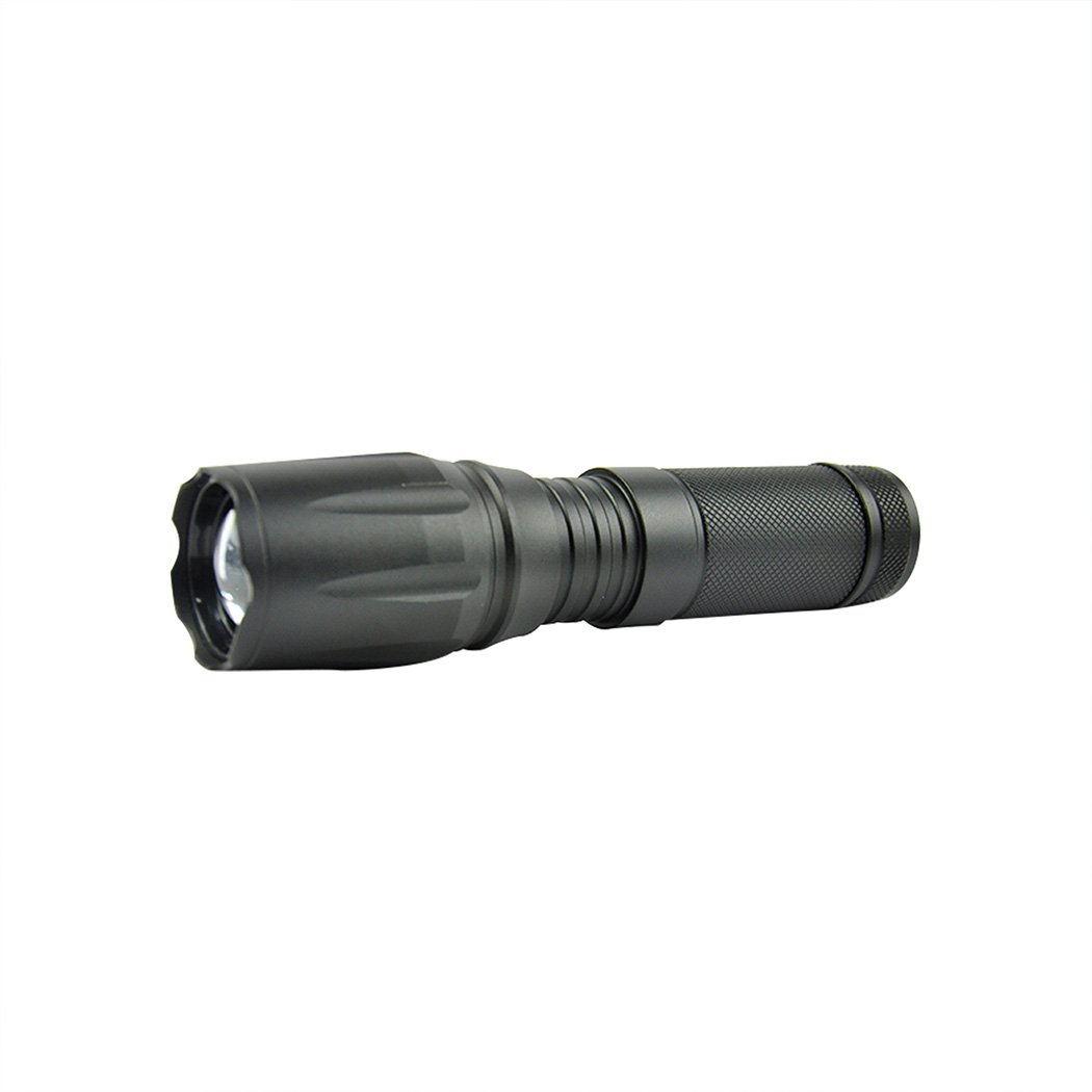 Tactical LED Flashlight Zoom Military Torch Light Kit with aluminum alloy body and accessories.