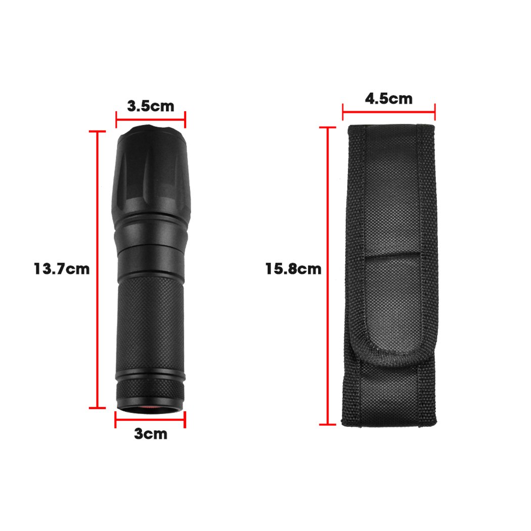 Tactical LED Flashlight Zoom Military Torch Light Kit with aluminum alloy body and accessories.