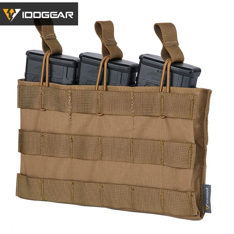 Tactical Molle Triple Mag Pouch in Multicam color, designed to hold three 5.56 magazines securely with MOLLE webbing.