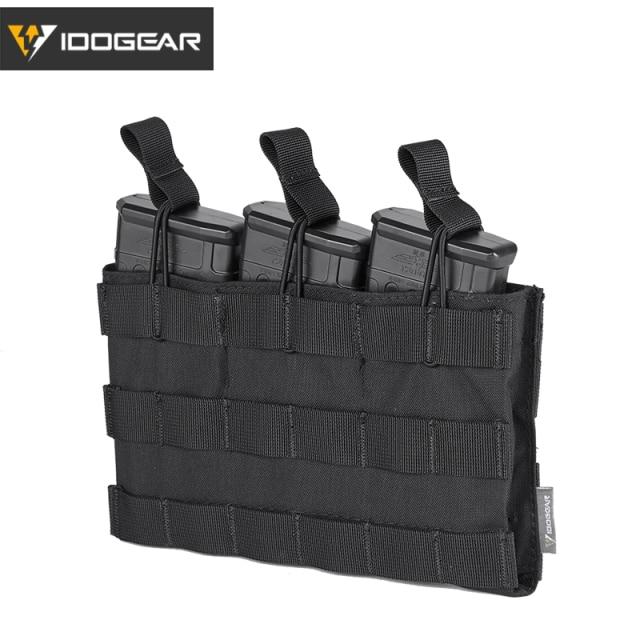 Tactical Molle Triple Mag Pouch in Multicam color, designed to hold three 5.56 magazines securely with MOLLE webbing.