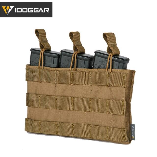 Tactical Molle Triple Mag Pouch in Multicam color, designed to hold three 5.56 magazines securely with MOLLE webbing.