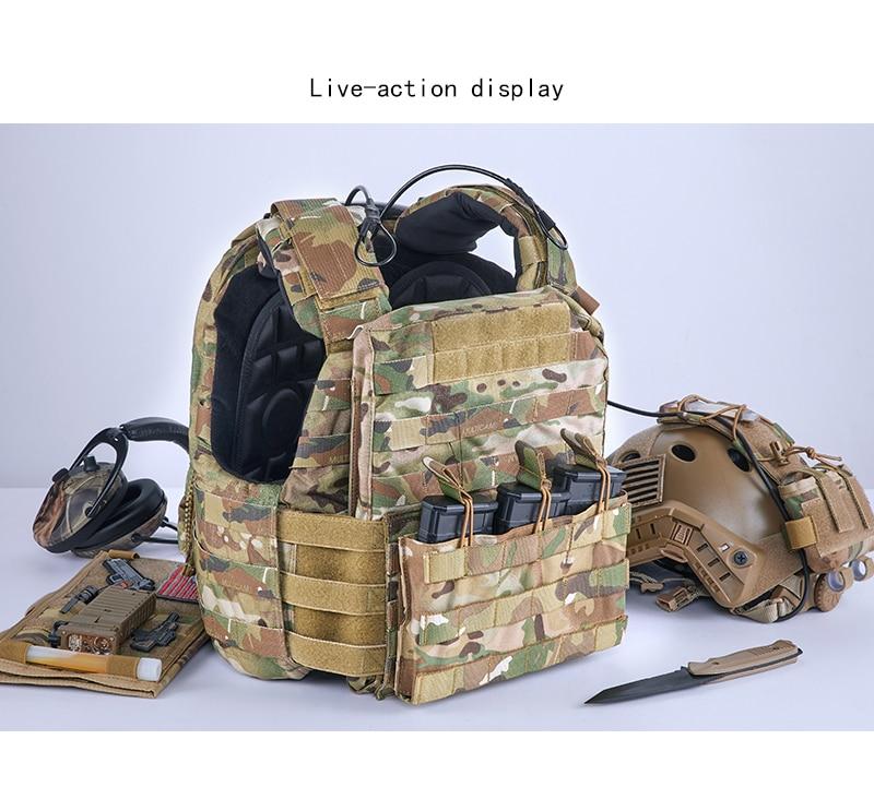 Tactical Molle Triple Mag Pouch in Multicam color, designed to hold three 5.56 magazines securely with MOLLE webbing.