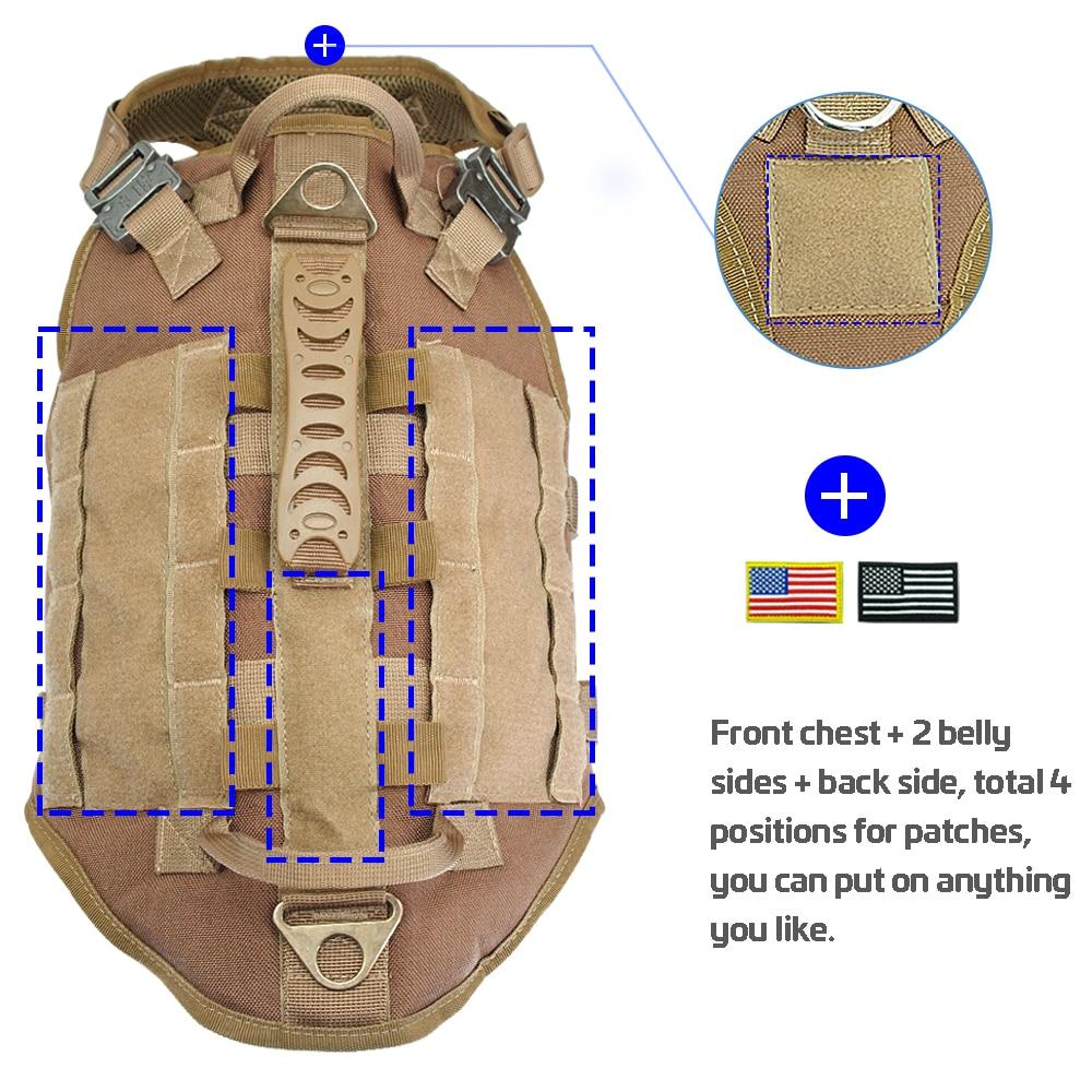 Tactical Nylon Dog Harness in brown, designed for medium to large dogs like German Shepherds, featuring padded support and quick release.