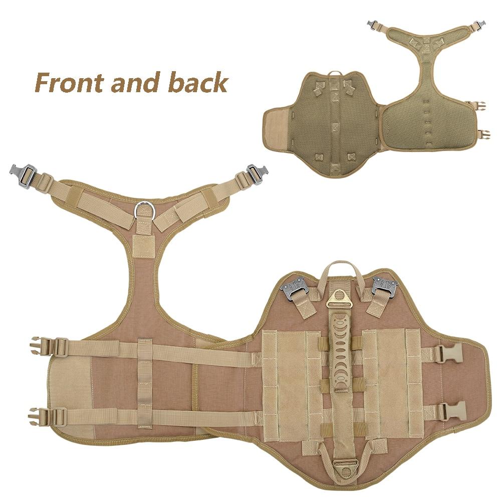 Tactical Nylon Dog Harness in brown, designed for medium to large dogs like German Shepherds, featuring padded support and quick release.