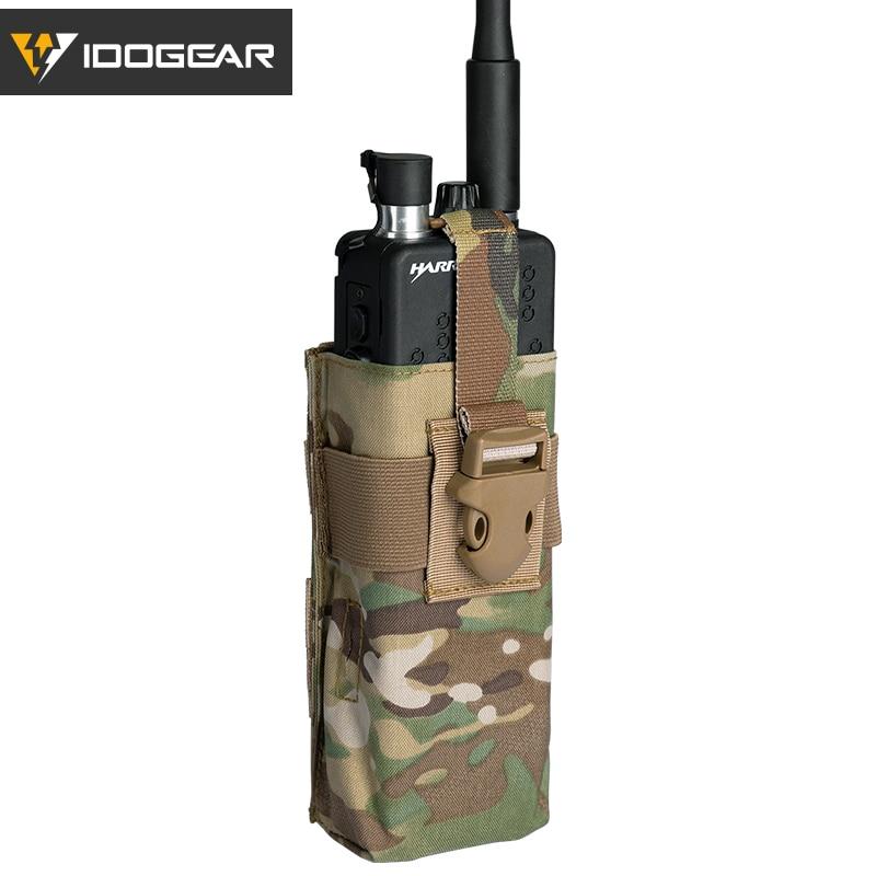 Tactical Radio Pouch for RRV vest in Multicam color, designed for walkie talkies with MOLLE compatibility, made from durable nylon fabric.