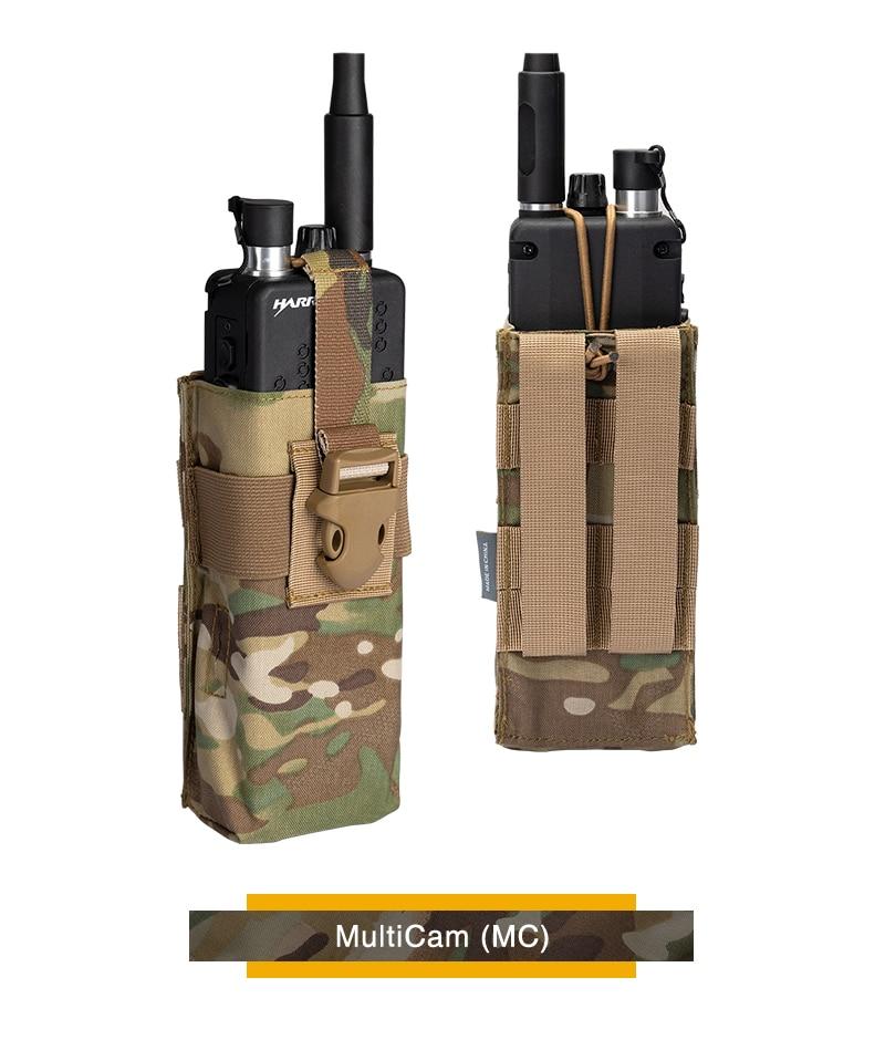 Tactical Radio Pouch for RRV vest in Multicam color, designed for walkie talkies with MOLLE compatibility, made from durable nylon fabric.