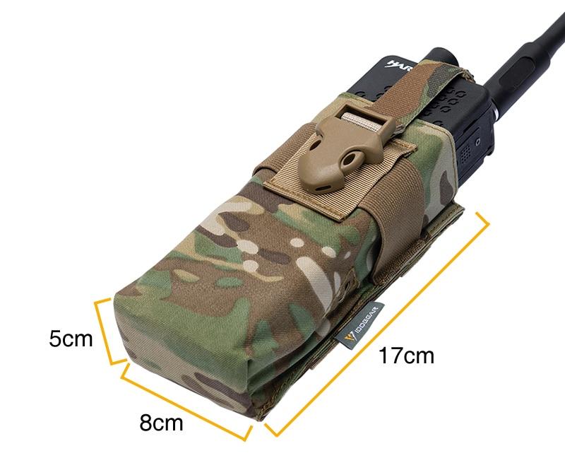 Tactical Radio Pouch for RRV vest in Multicam color, designed for walkie talkies with MOLLE compatibility, made from durable nylon fabric.