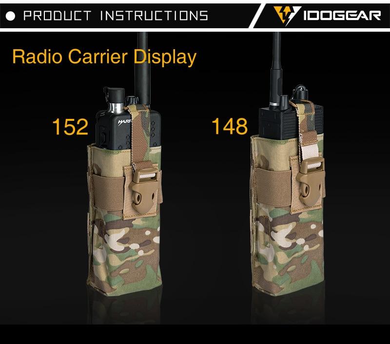 Tactical Radio Pouch for RRV vest in Multicam color, designed for walkie talkies with MOLLE compatibility, made from durable nylon fabric.