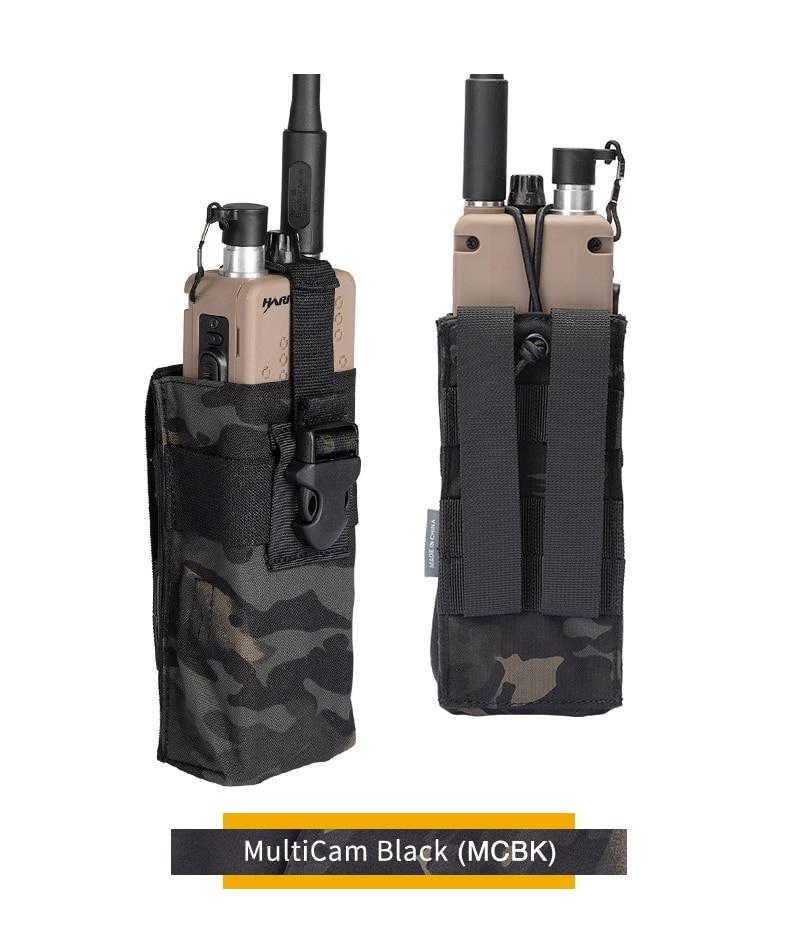 Tactical Radio Pouch for RRV vest in Multicam color, designed for walkie talkies with MOLLE compatibility, made from durable nylon fabric.