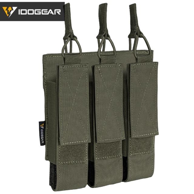 Tactical Triple Magazine Pouch in Multicam color, designed for submachine guns, featuring durable 500D nylon fabric and MOLLE compatibility.