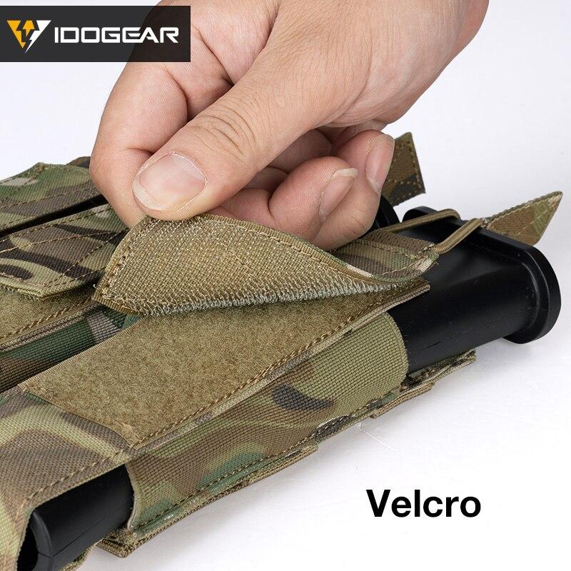 Tactical Triple Magazine Pouch in Multicam color, designed for submachine guns, featuring durable 500D nylon fabric and MOLLE compatibility.