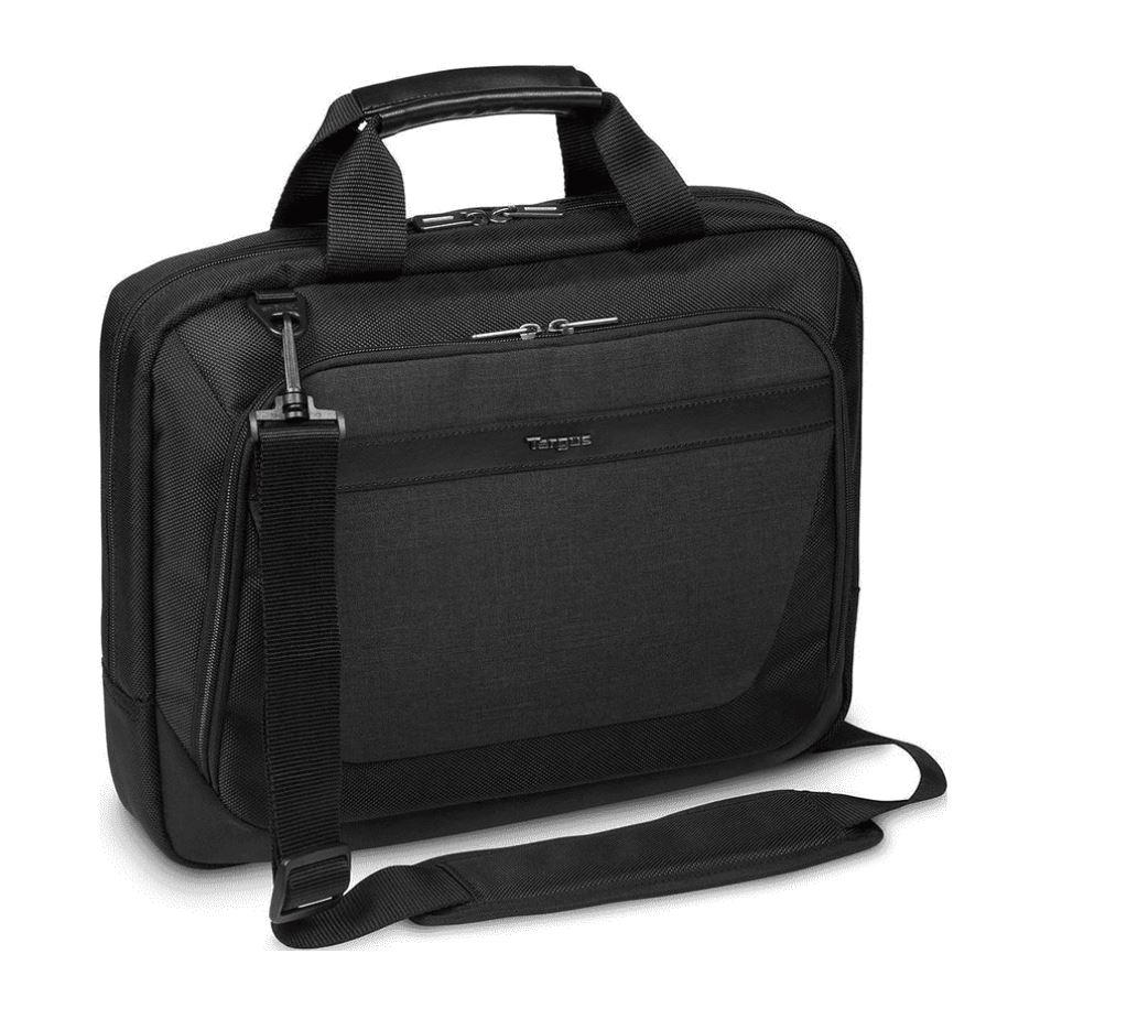 Targus 12-14' CitySmart Slimline Laptop Topload bag with padded shoulder strap and multiple pockets.