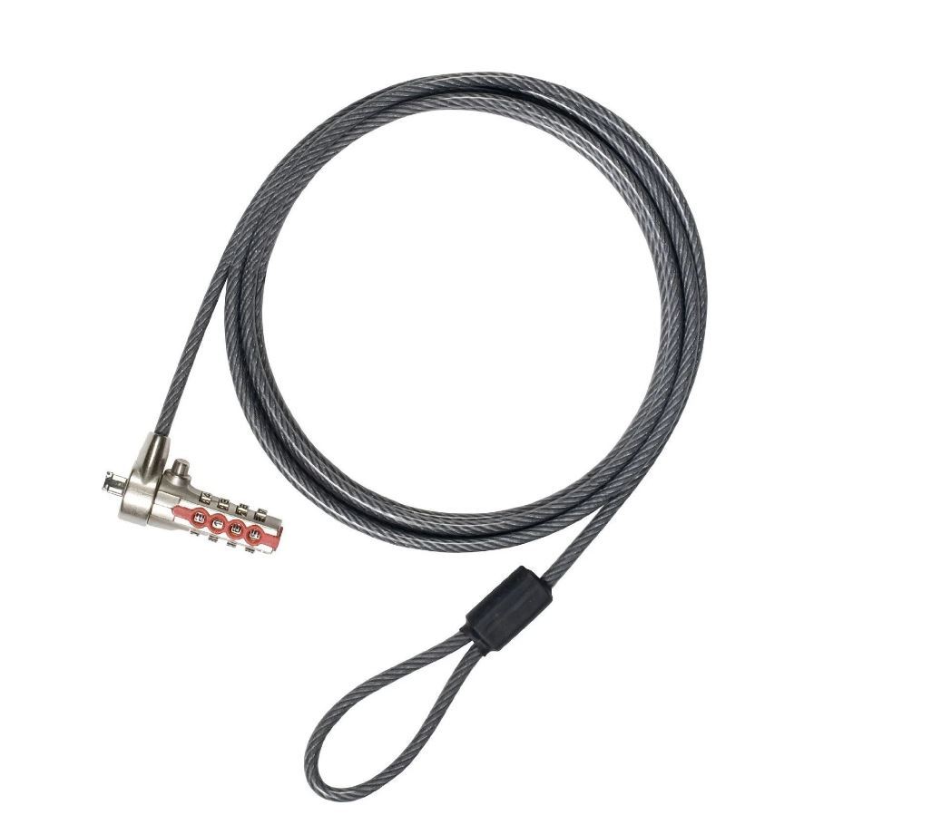 Targus DEFCON® T-Lock Serialized Combo Cable Lock with a sturdy cable and combination lock mechanism, designed for securing laptops and devices.