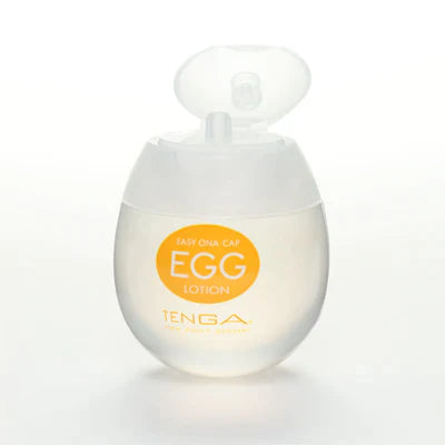 Tenga Egg Lotion in a compact egg-shaped container, designed for enhancing pleasure with Tenga toys.