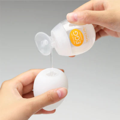 Tenga Egg Lotion in a compact egg-shaped container, ideal for enhancing pleasure with Tenga toys.