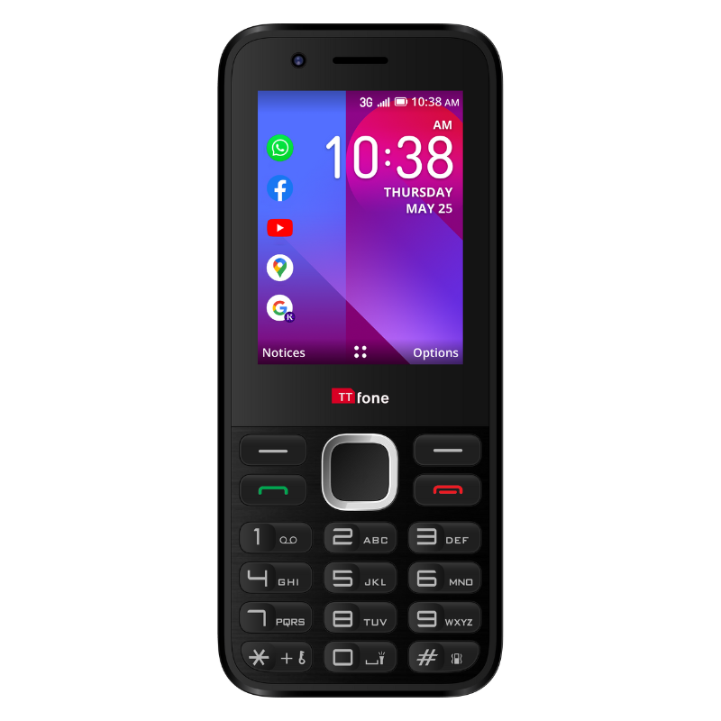 Basic mobile phone with keypad.