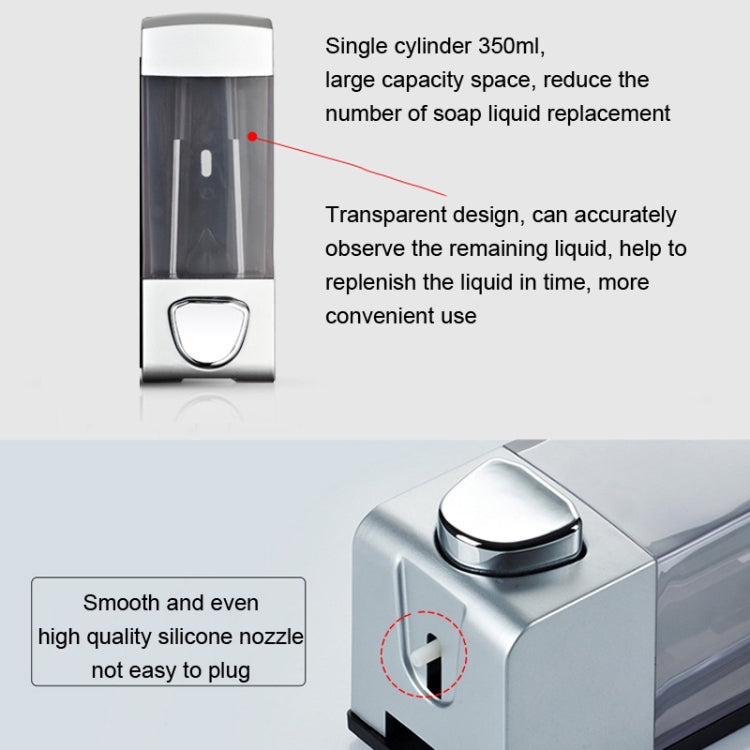 Three Head Wall Mounted Manual Press Soap Dispenser with transparent design and ABS material, ideal for liquid dispensing in various settings.