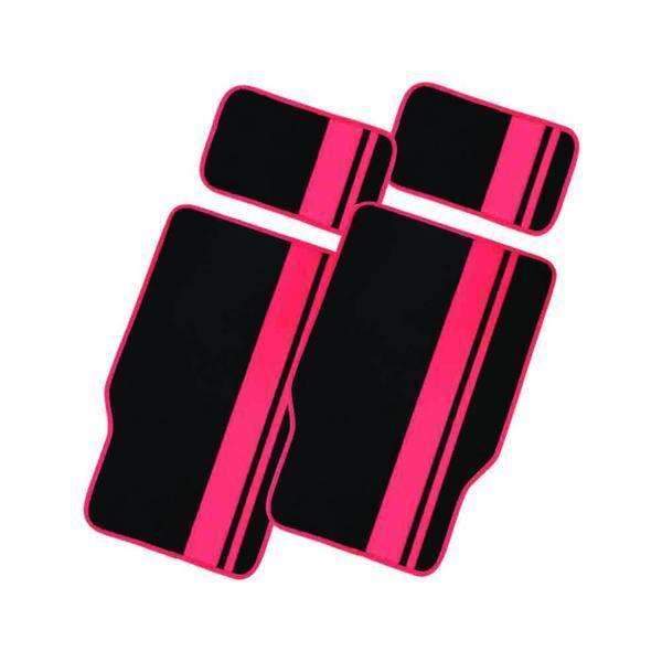 TITAN 4-Piece Car Mat set in vibrant pink color, featuring durable carpet material and anti-slip backing.