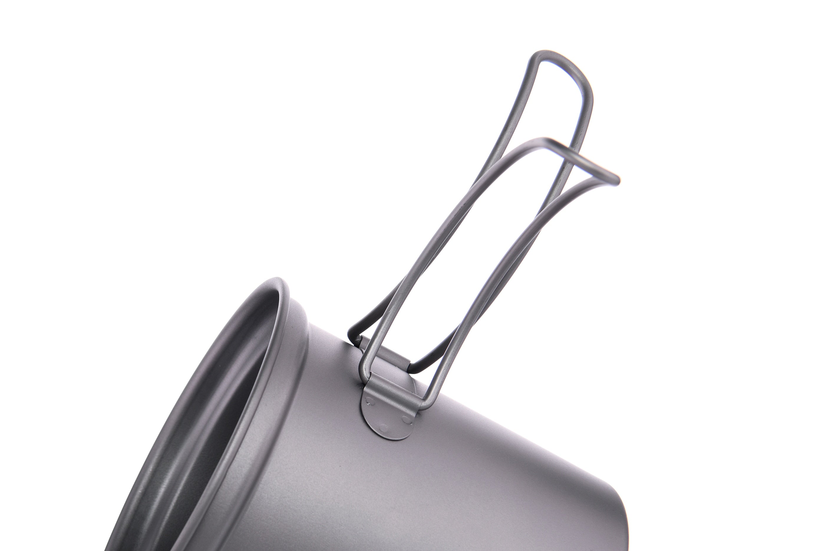 A lightweight titanium cooking pot set designed for outdoor camping and hiking, showcasing its sleek design and durable material.