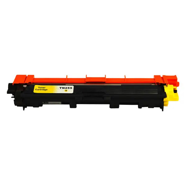 TN-255 Yellow Premium Generic Toner Cartridge with vibrant yellow color for high-quality printing.