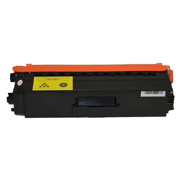 TN-346 Yellow Premium Generic Toner Cartridge, showcasing its vibrant yellow color and sleek design for high-quality printing.