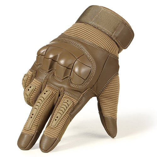 A pair of Touchscreen PU Leather Motorcycle Gloves in black, showcasing their sleek design and full finger coverage for optimal protection.