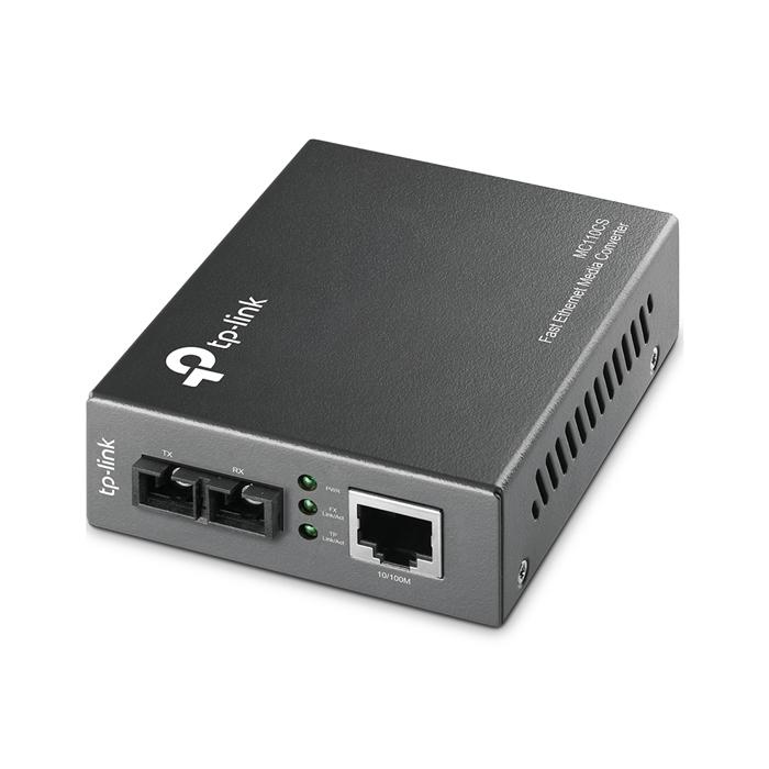 TP-Link 10/100Mbps Single-Mode Media Converter MC110CS with SC-Type connector and RJ45 port.