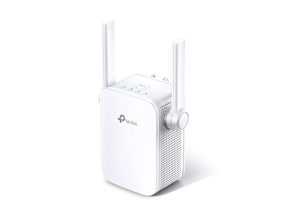 TP-Link RE305 AC1200 Wi-Fi Range Extender with dual antennas and LED signal indicator.