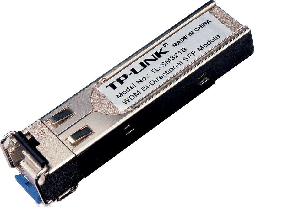 TP-LINK SM321B WDM SPF Module showcasing its compact design and bi-directional fiber technology.