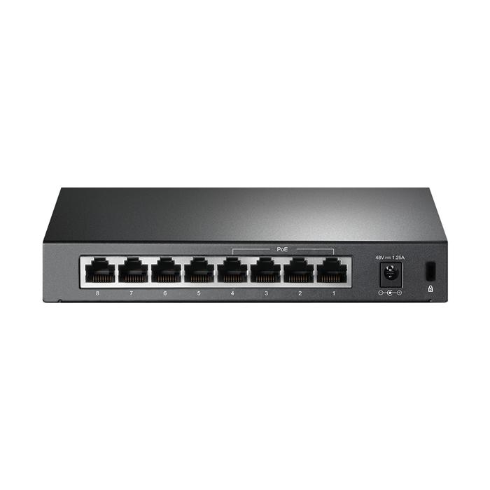 TP-Link TL-SF1008P 8-port PoE switch with four PoE ports, designed for seamless network connectivity.