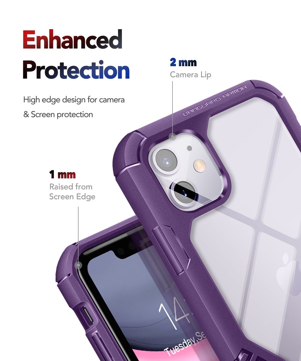 Rugged TPU case for iPhone 11, showcasing its durable design and built-in screen protector.