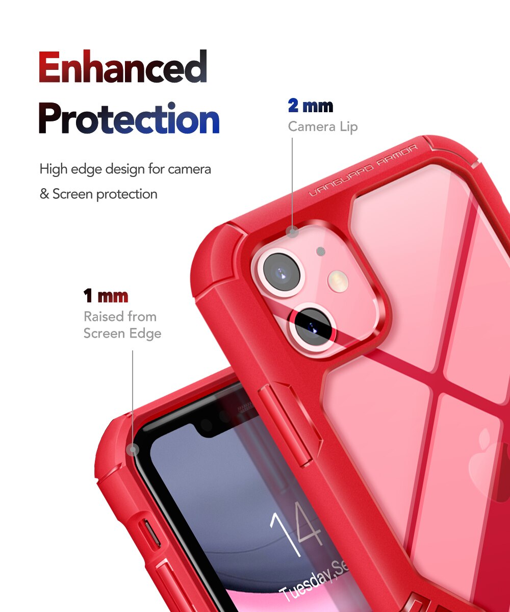 Rugged TPU case for iPhone 11, showcasing its durable design and built-in screen protector.