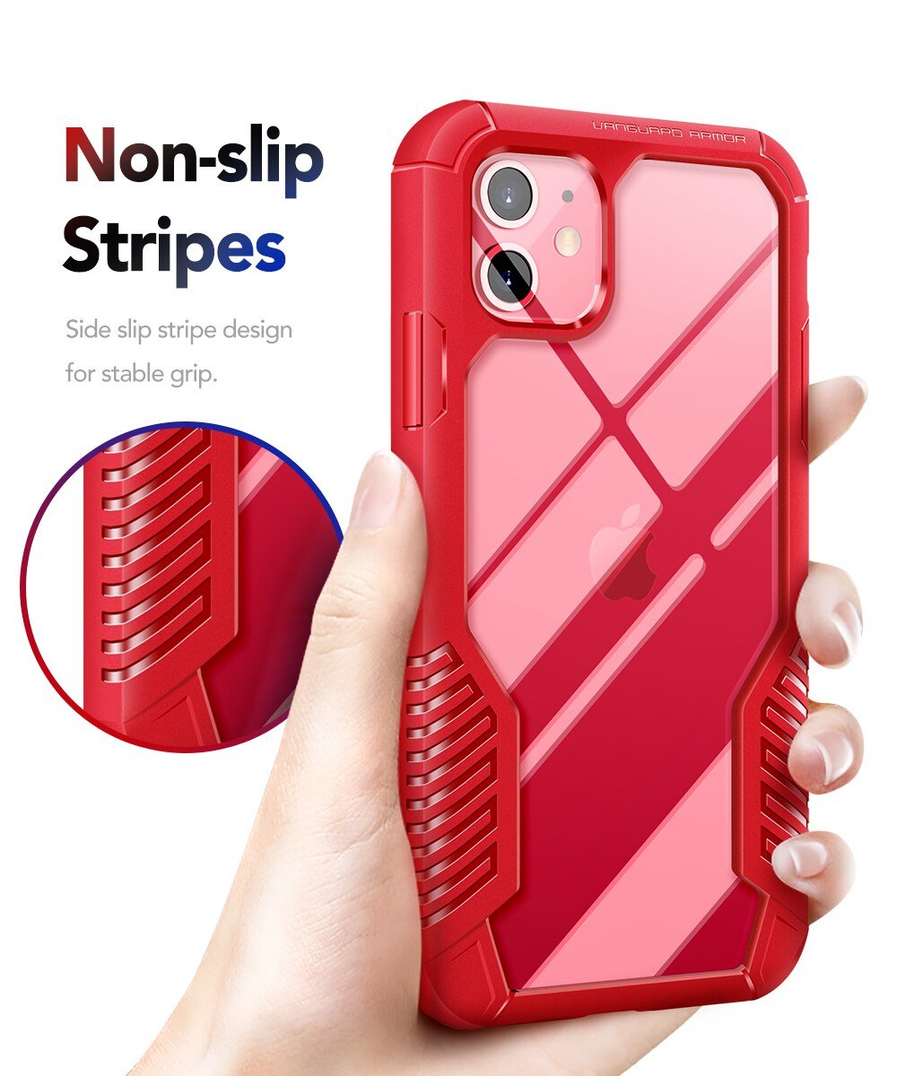 Rugged TPU case for iPhone 11, showcasing its durable design and built-in screen protector.