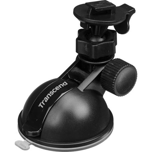 TRANSCEND TS-DPM1 suction mount for DrivePro dash cam, featuring a lockable suction cup and adjustable swivel options.