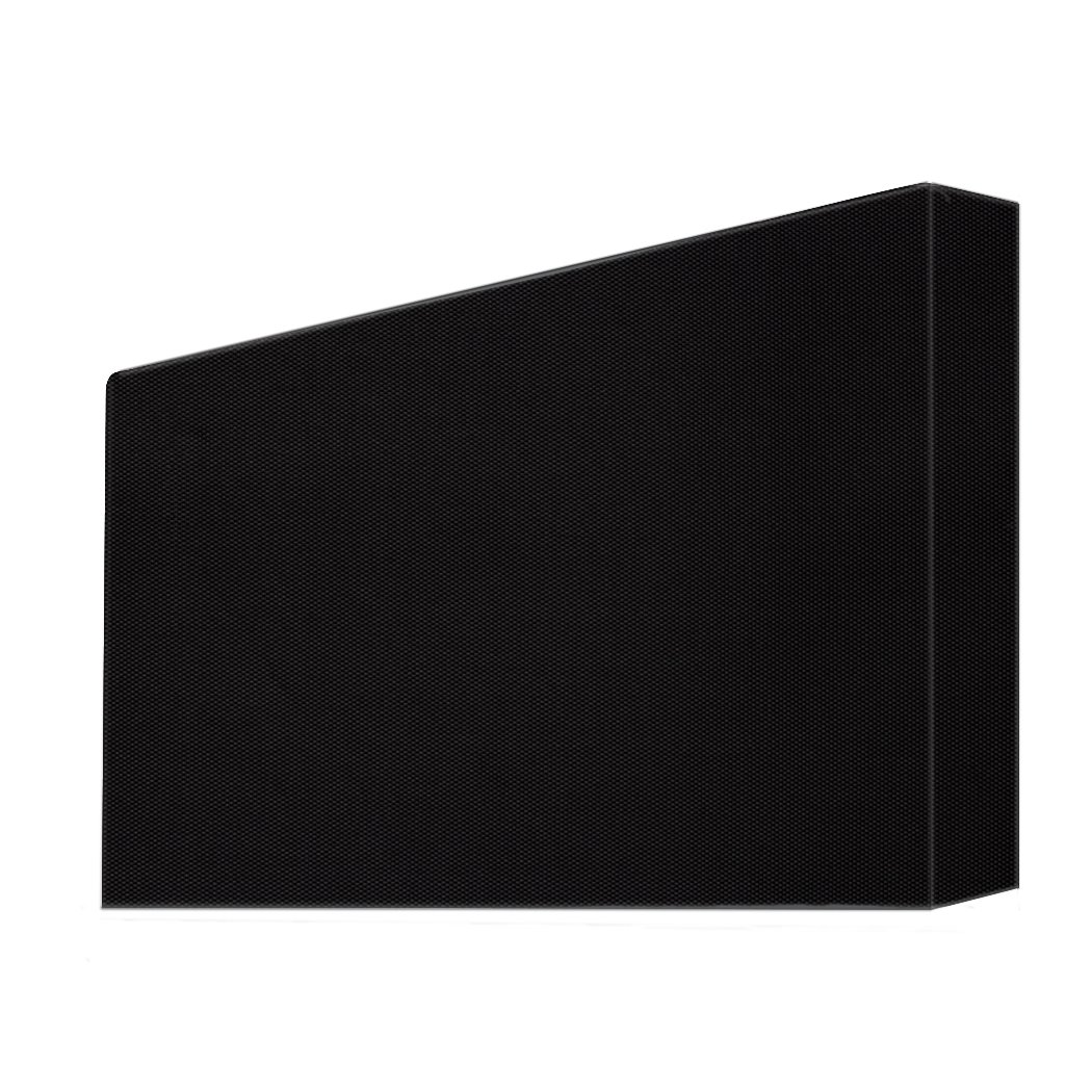 Black outdoor TV cover designed for 40-42 inch flat televisions, featuring durable Oxford fabric and hook and loop straps.