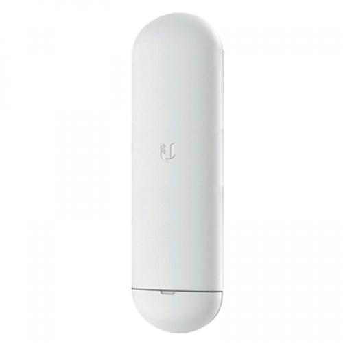 Ubiquiti 5 GHz NanoStation ac Radio showcasing its compact design and integrated antenna for high-speed wireless connectivity.