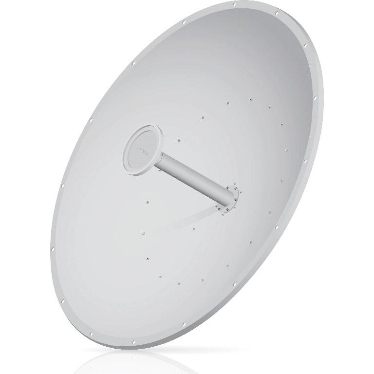 UBIQUITI 5GHz RocketDish 34dBi with rocket kit, showcasing its sleek design and robust build for high-performance networking.