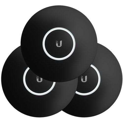 Ubiquiti UniFi NanoHD Hard Cover Skin Casing in black, showcasing its sleek design and protective features, packaged in a 3-pack.